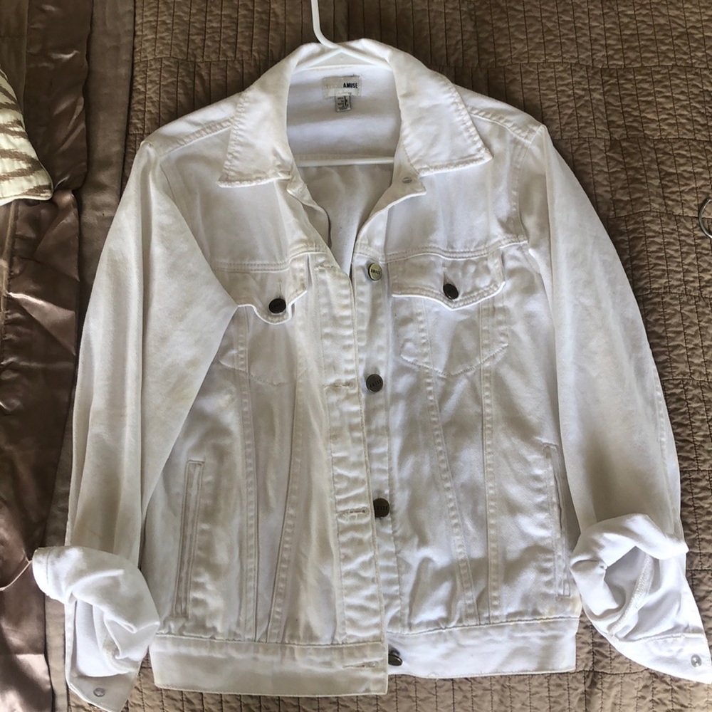 Over sized white amuse society denim jacket